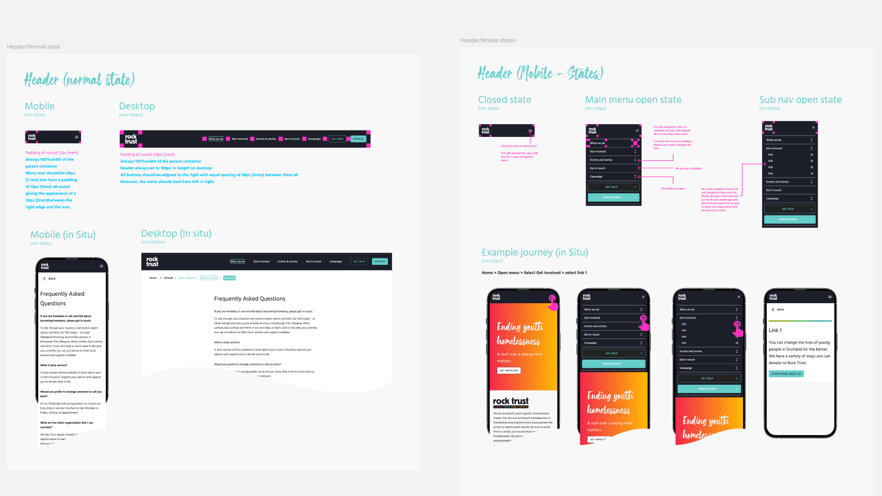 I created a design system, along with design specs that development teams could use to build the platform. This was to ensure that the charity had full ownership and control of their content backlog, without being dependent on a specific vendor.